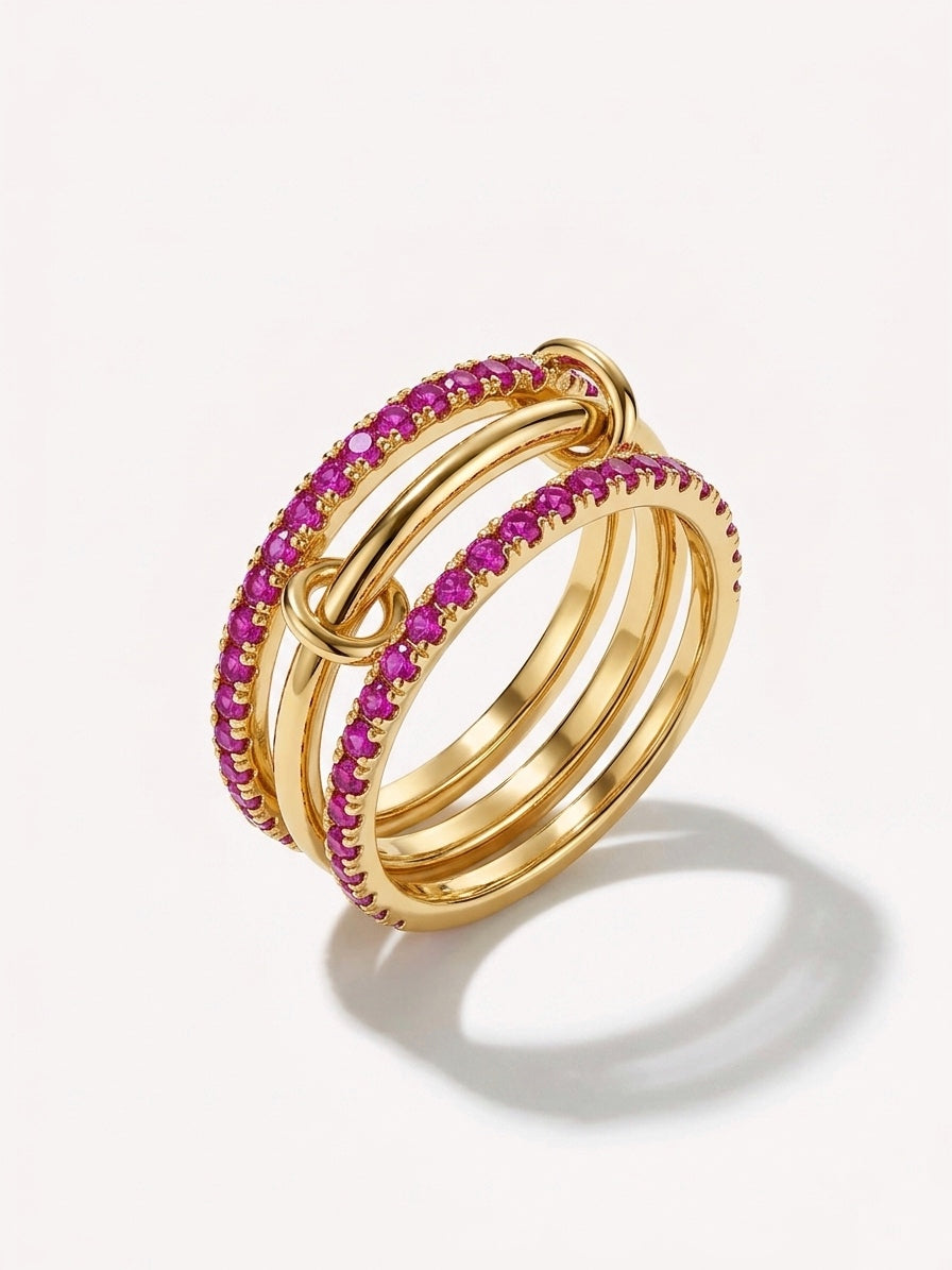 Colorful Layered Ring (Gold Plated)