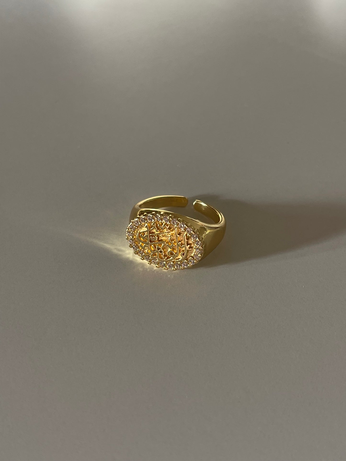 Crystal الله Signet Ring (Gold Plated)
