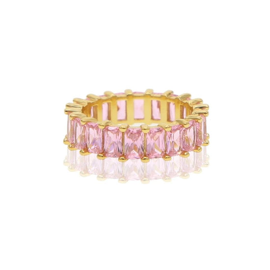 Crystal Tennis Ring (Gold Plated + Adjustable)