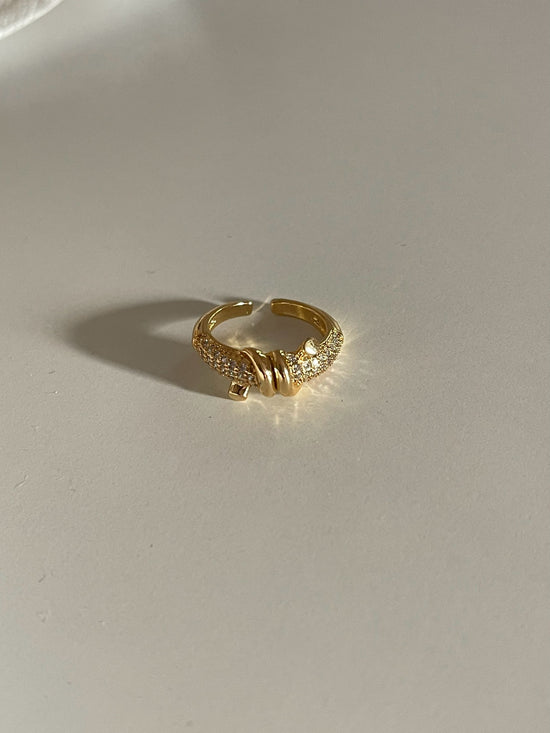 Twisted Crystal Ring (Gold Plated)