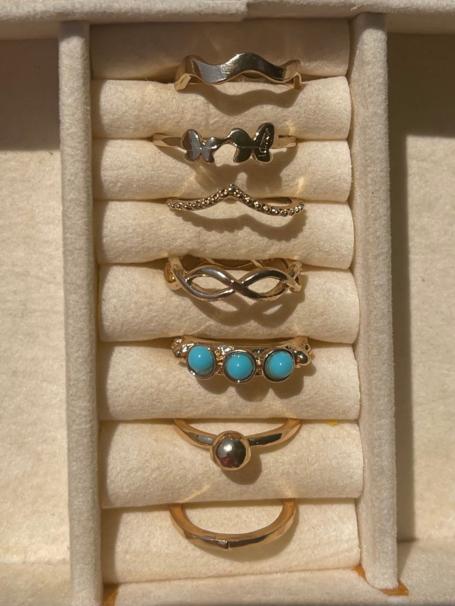 Blue Butterfly Ring Set