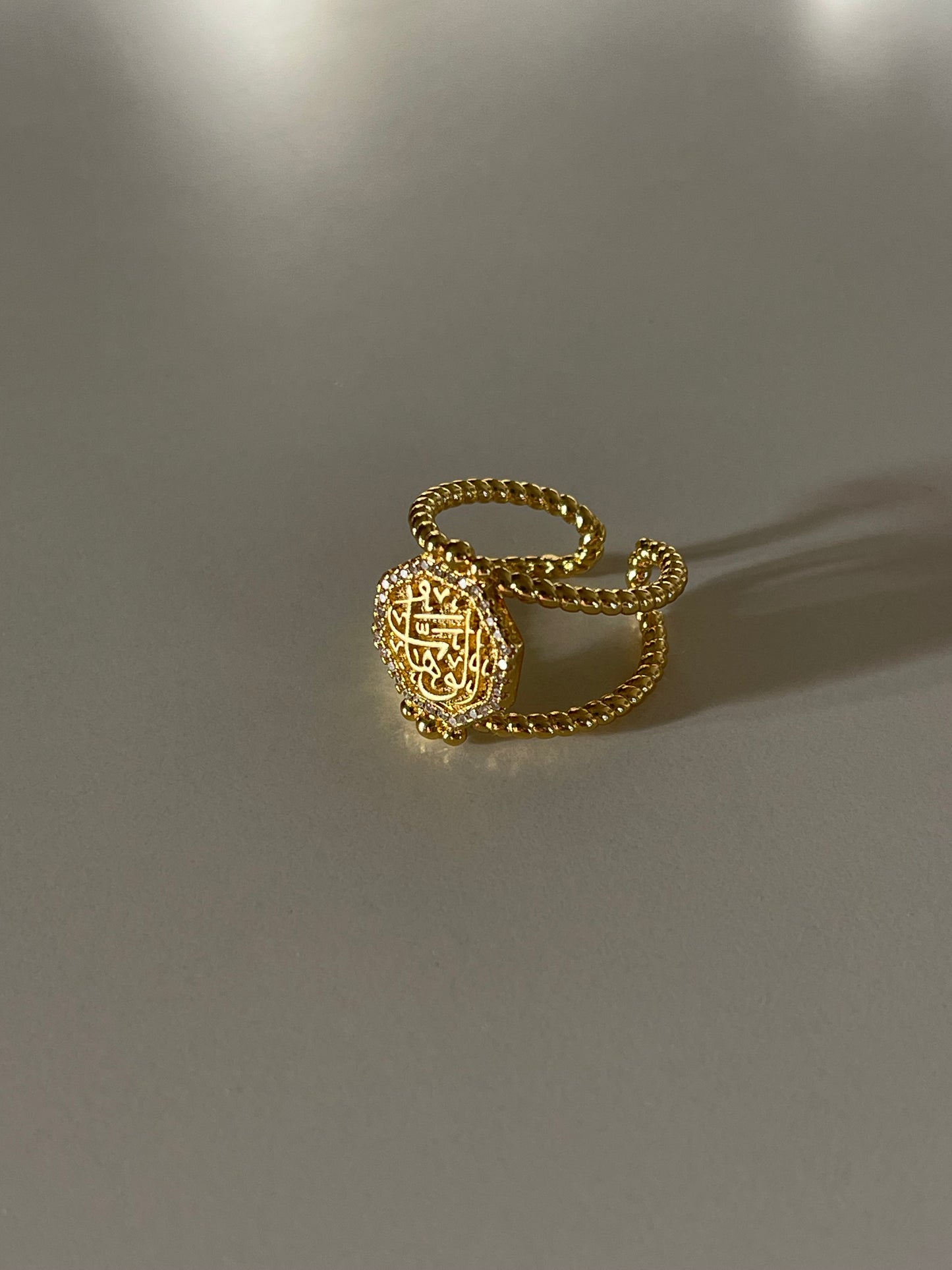 Crystal الله Signet Ring (Gold Plated)
