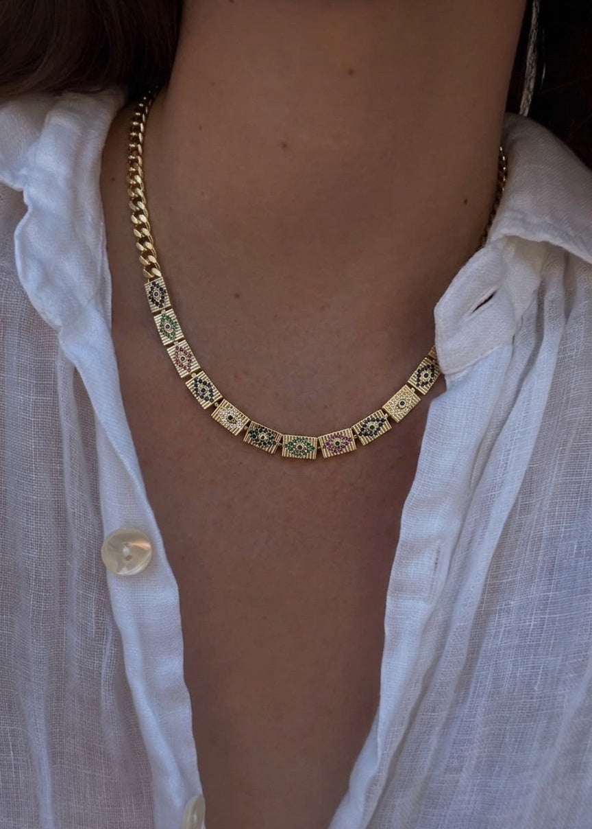 statement evil eye necklace (gold plated)