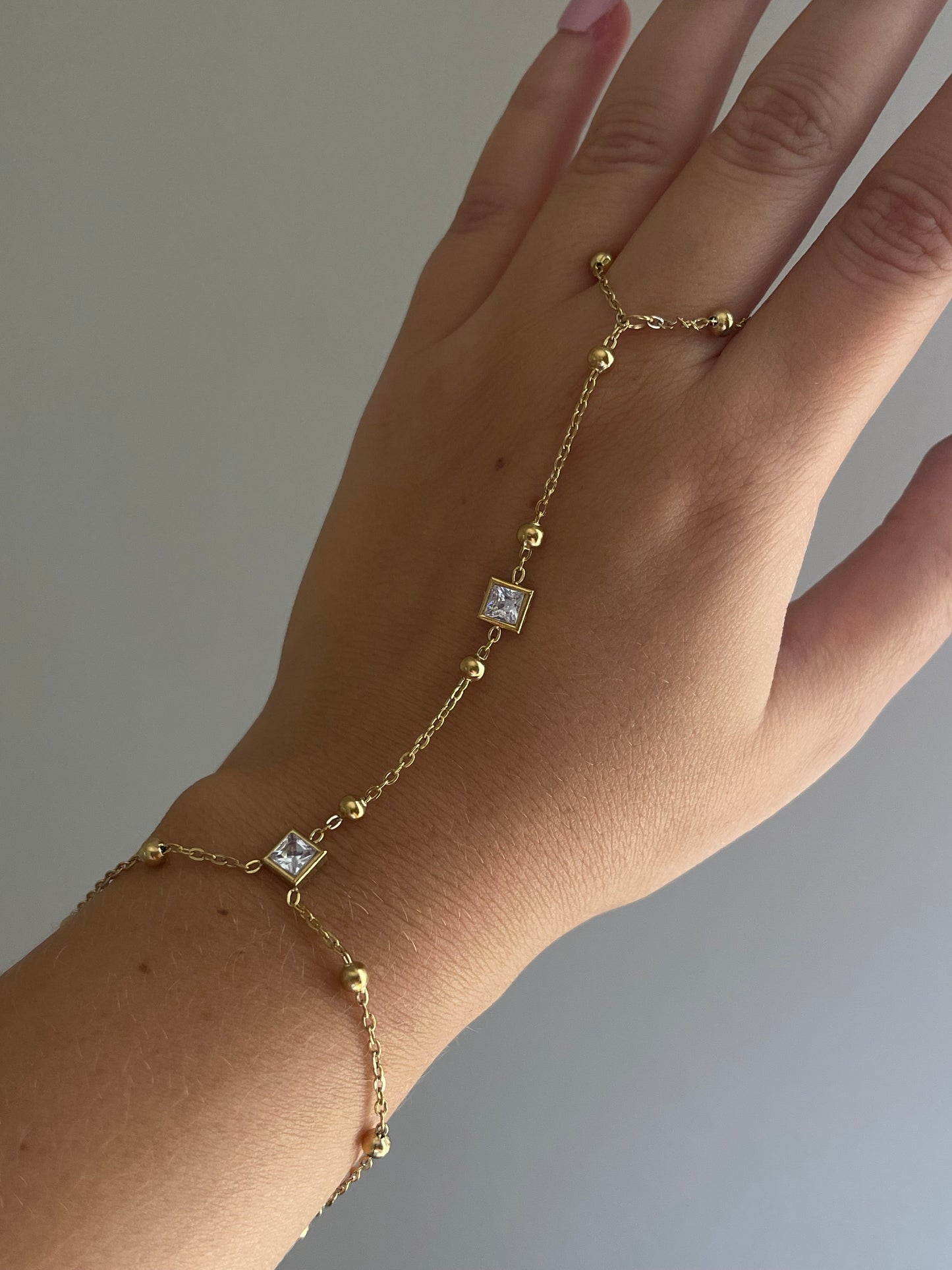 Double Crystal Hand Chain (Stainless Steel)