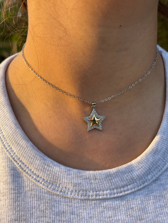 Mixed Crystal Star Necklace (Stainless Steel)
