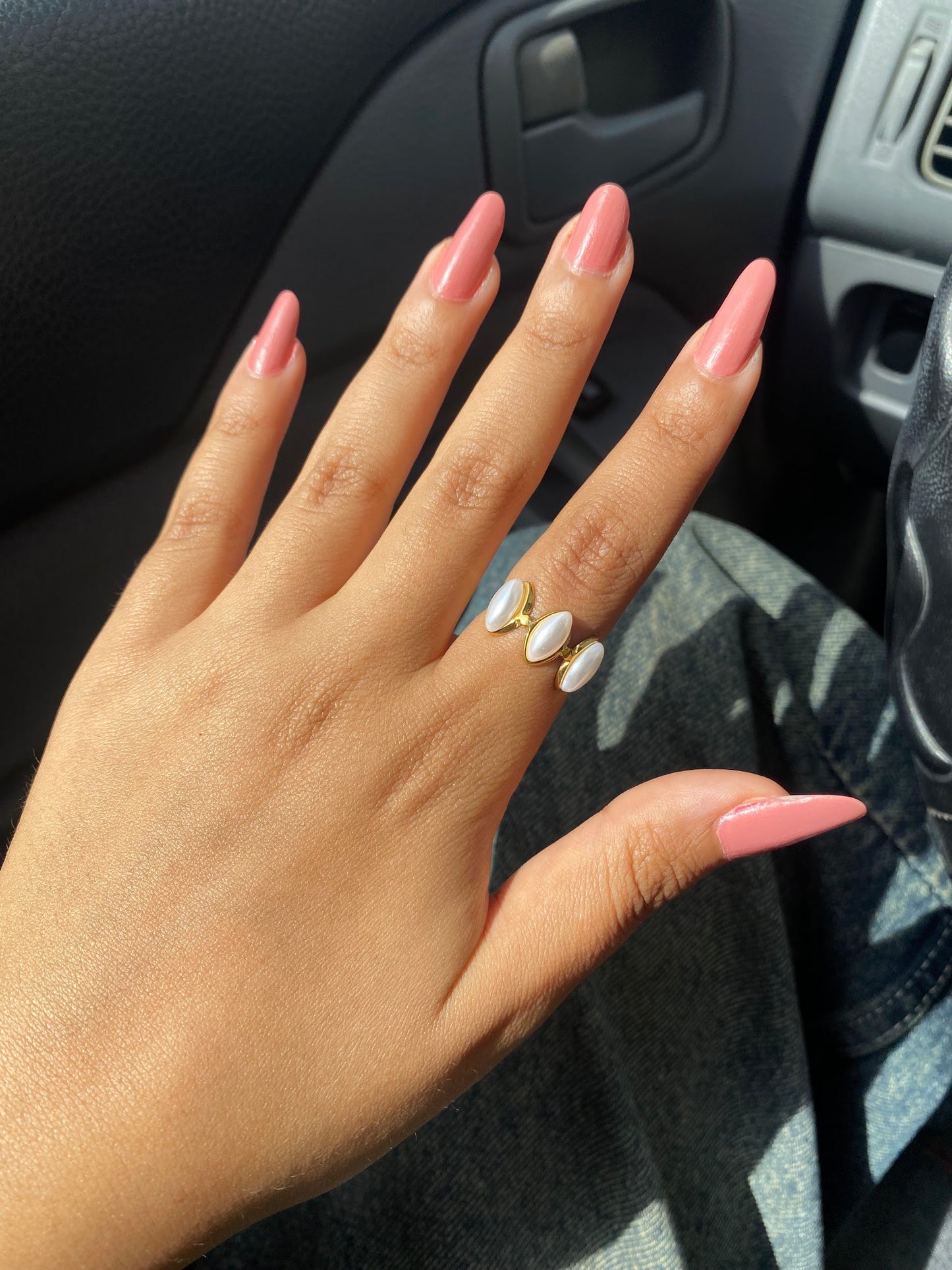 Dainty Pearls Gold Plated Ring