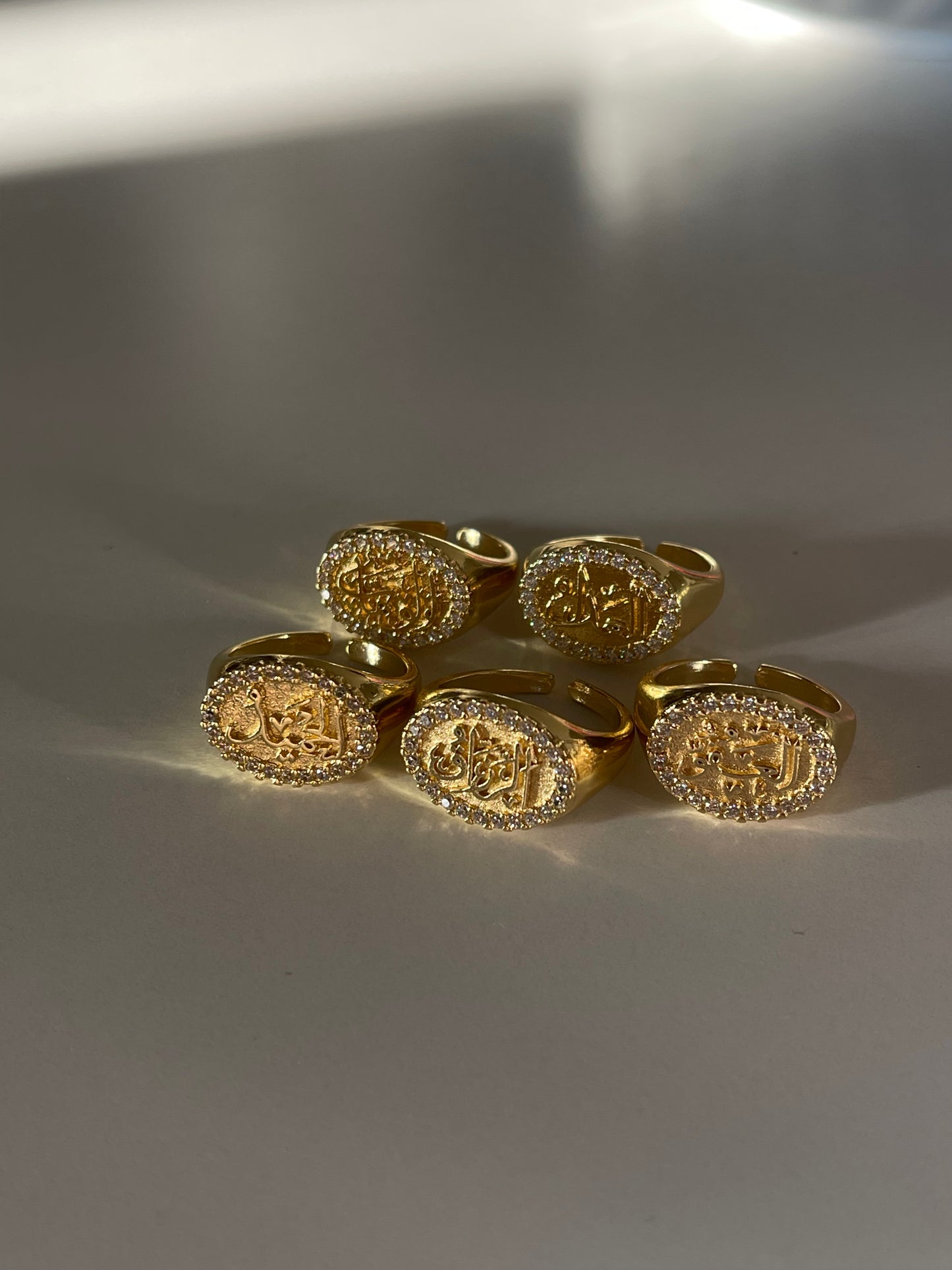 Crystal الله Signet Ring (Gold Plated)