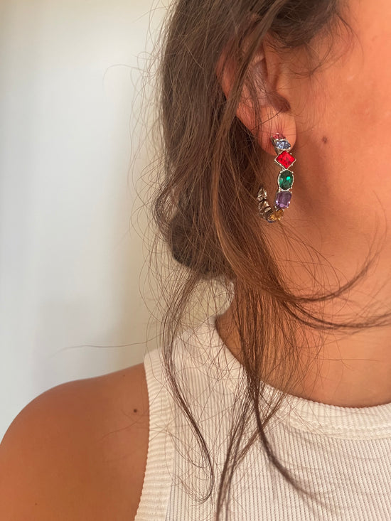 Colorful Crystal Hoop Earrings