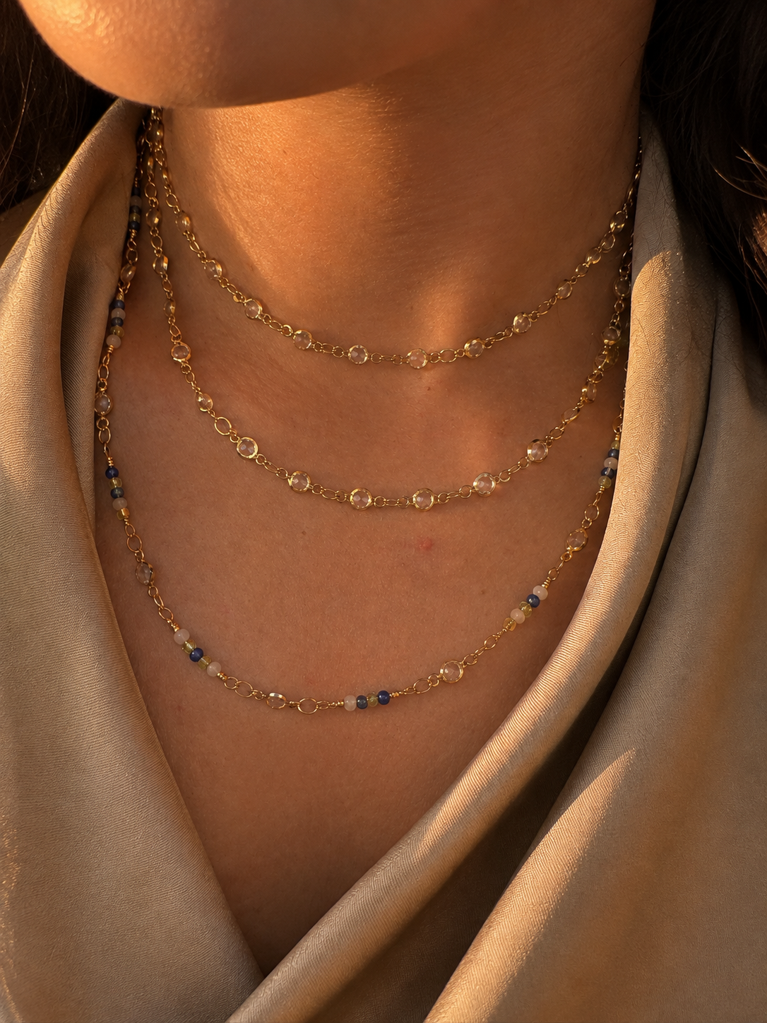 blue stone necklace - gold plated