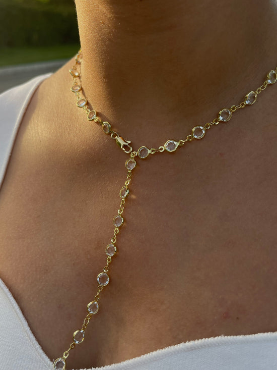 The Crystal Drop Necklace (Gold Plated)