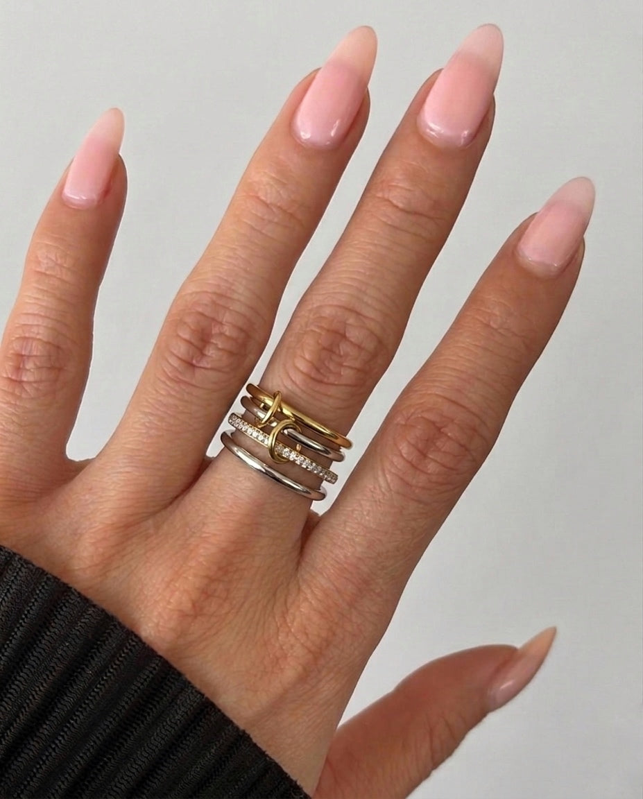 Layered Crystal Ring (Gold Plated)