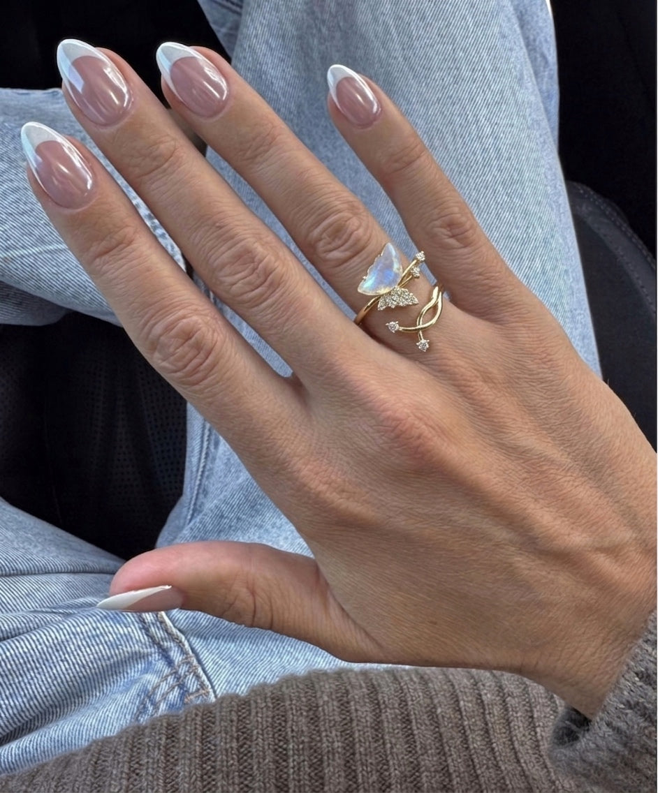 Crystal Butterfly Ring- Gold Plated