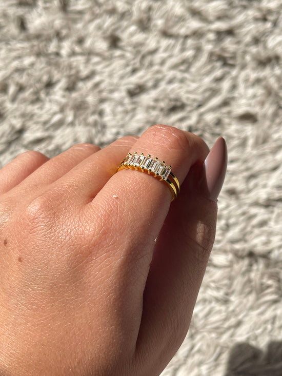 Tennis Crystal Gold Plated Ring