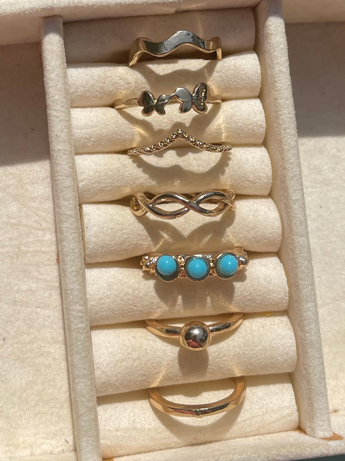 Blue Butterfly Ring Set