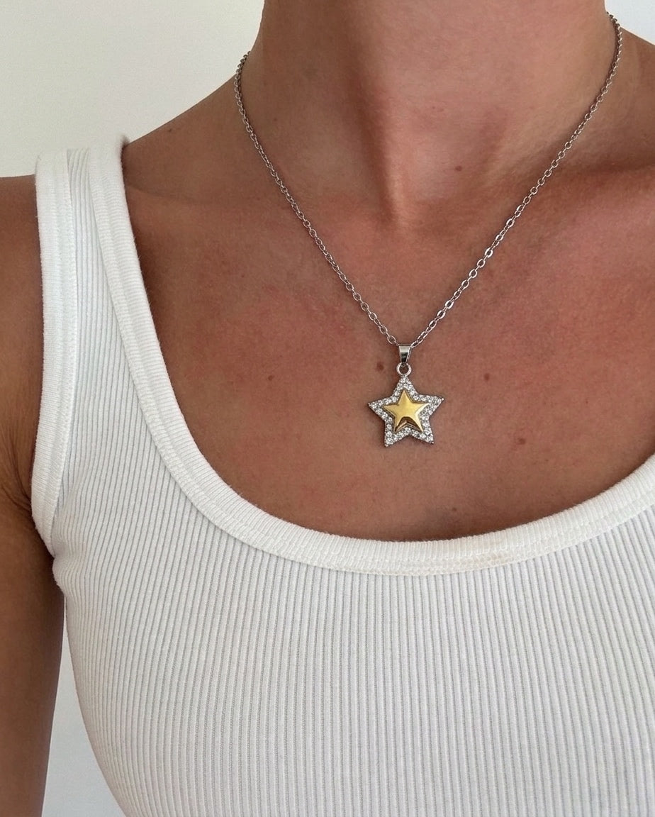 Crystal Star Necklace (Stainless Steel)