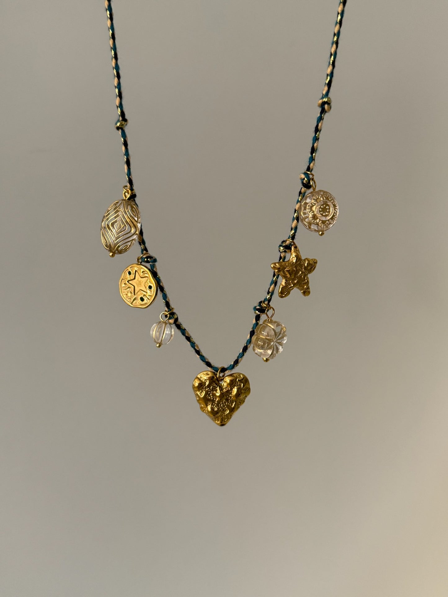 Blue Charms Necklace- Stainless Steel