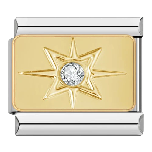 Crystal Starburst - Silver Italian Charm