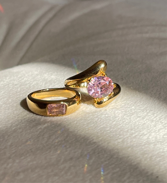 Pink Statement Ring- Stainless Steel