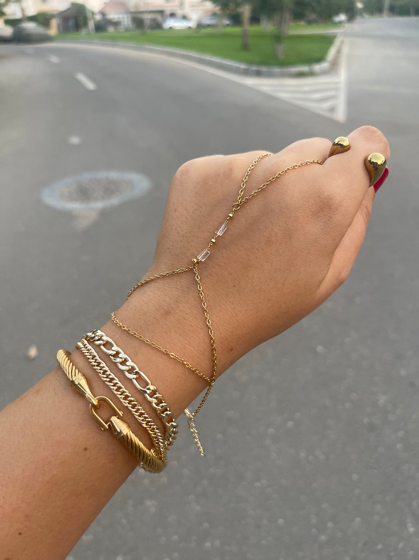 Double Dainty Gold Plated Hand-Chain✨