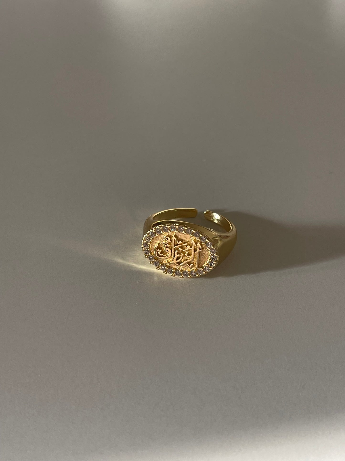 Crystal الله Signet Ring (Gold Plated)
