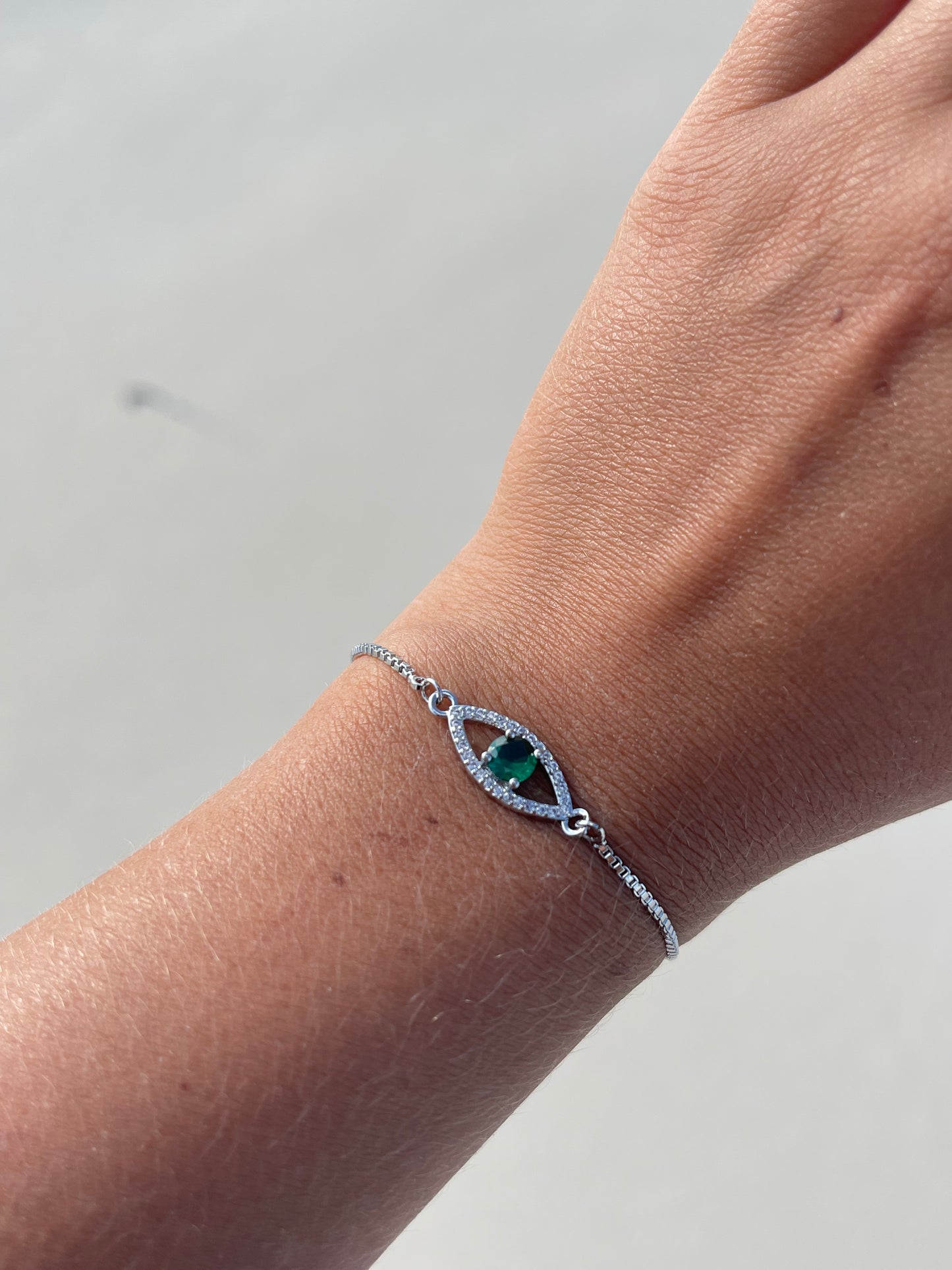 Emerald Evil Eye Bracelet (Stainless Steel)