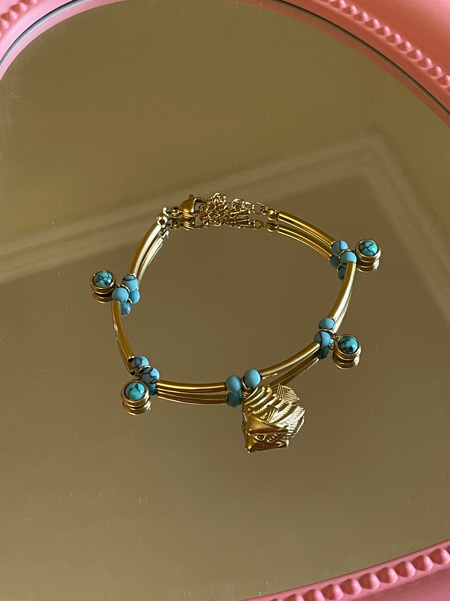 Blue Stones Fish Bracelet (Stainless Steel)