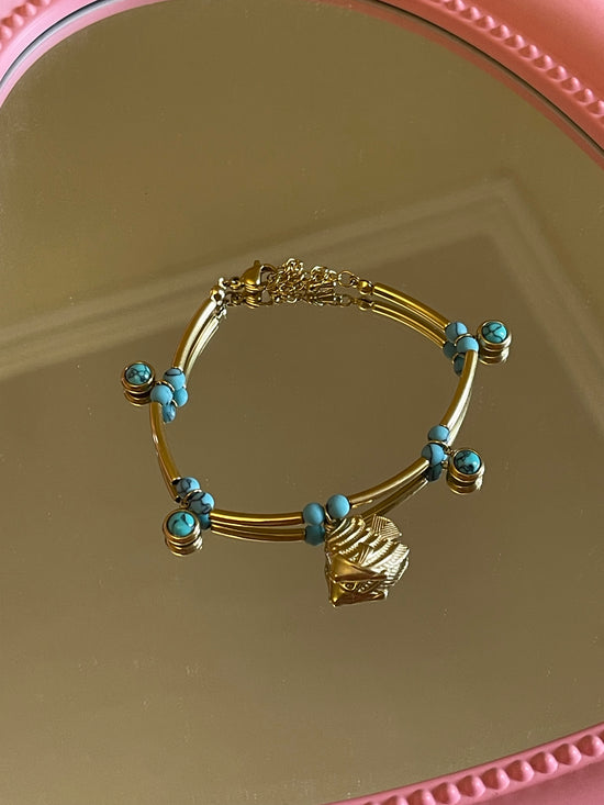 Blue Stones Fish Bracelet (Stainless Steel)