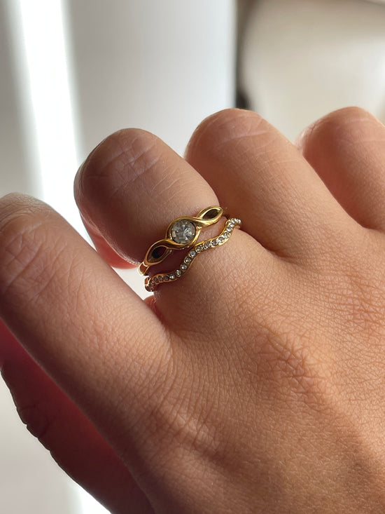 Dainty Crystal Minimal Ring- Stainless Steel