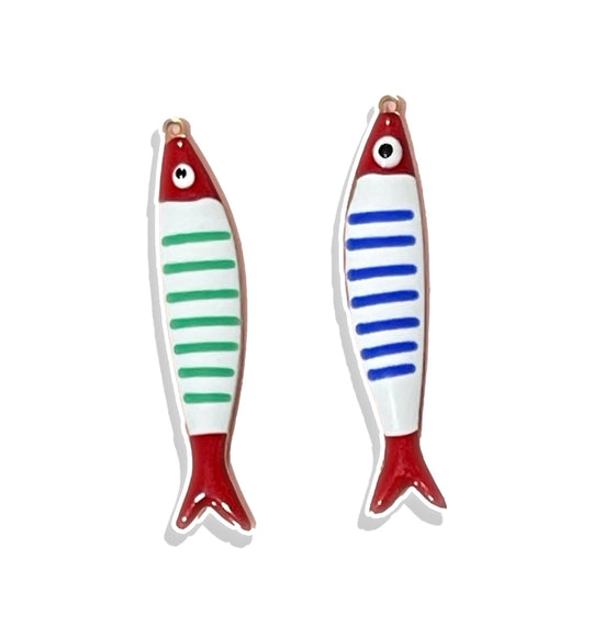 Striped Fish Charm- Stainless Steel