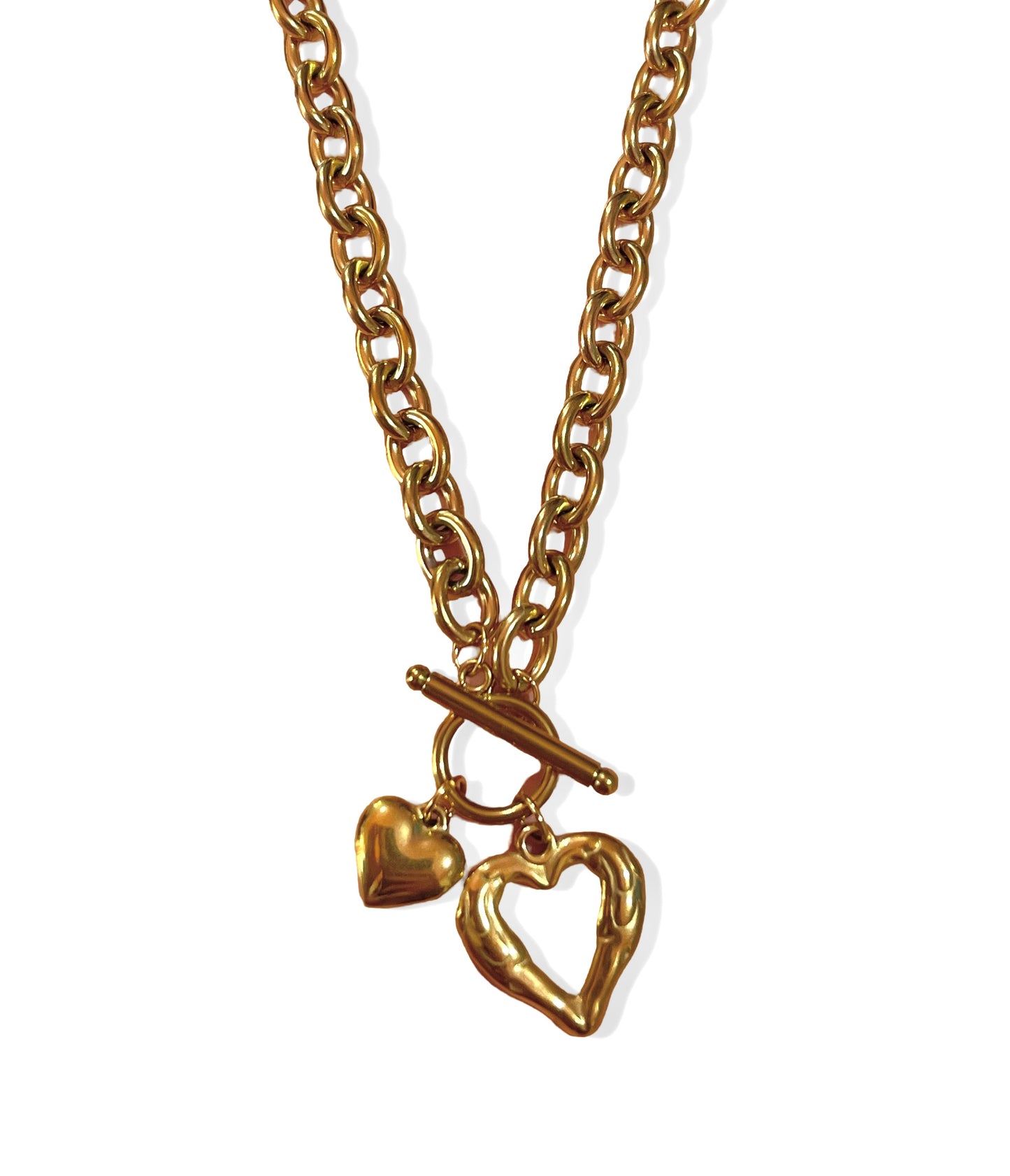 Chunky Charm Heart Necklace - Stainless Steel