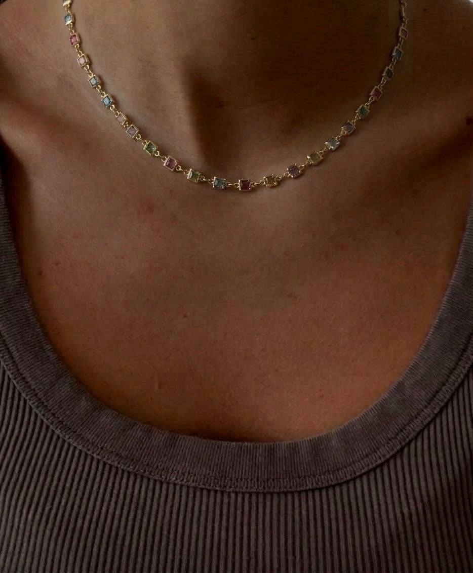 mini rainbow choker (gold plated)
