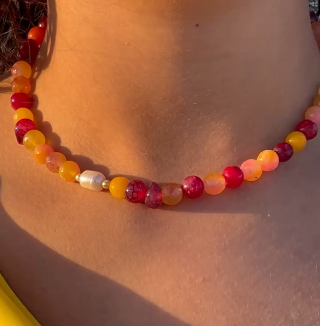 Sunset Necklace-Natural Stones/Gold Plated