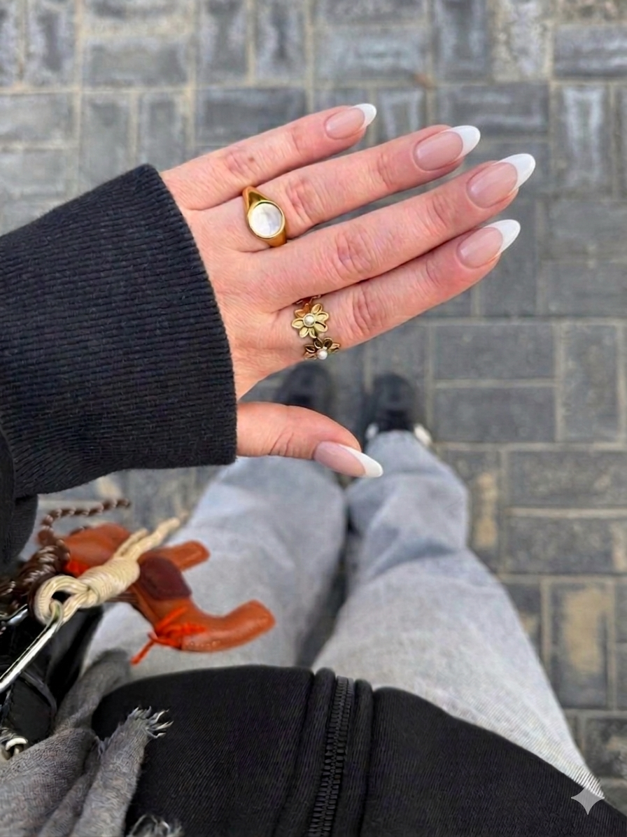 Dainty Flower Pearl Ring (Stainless Steel)
