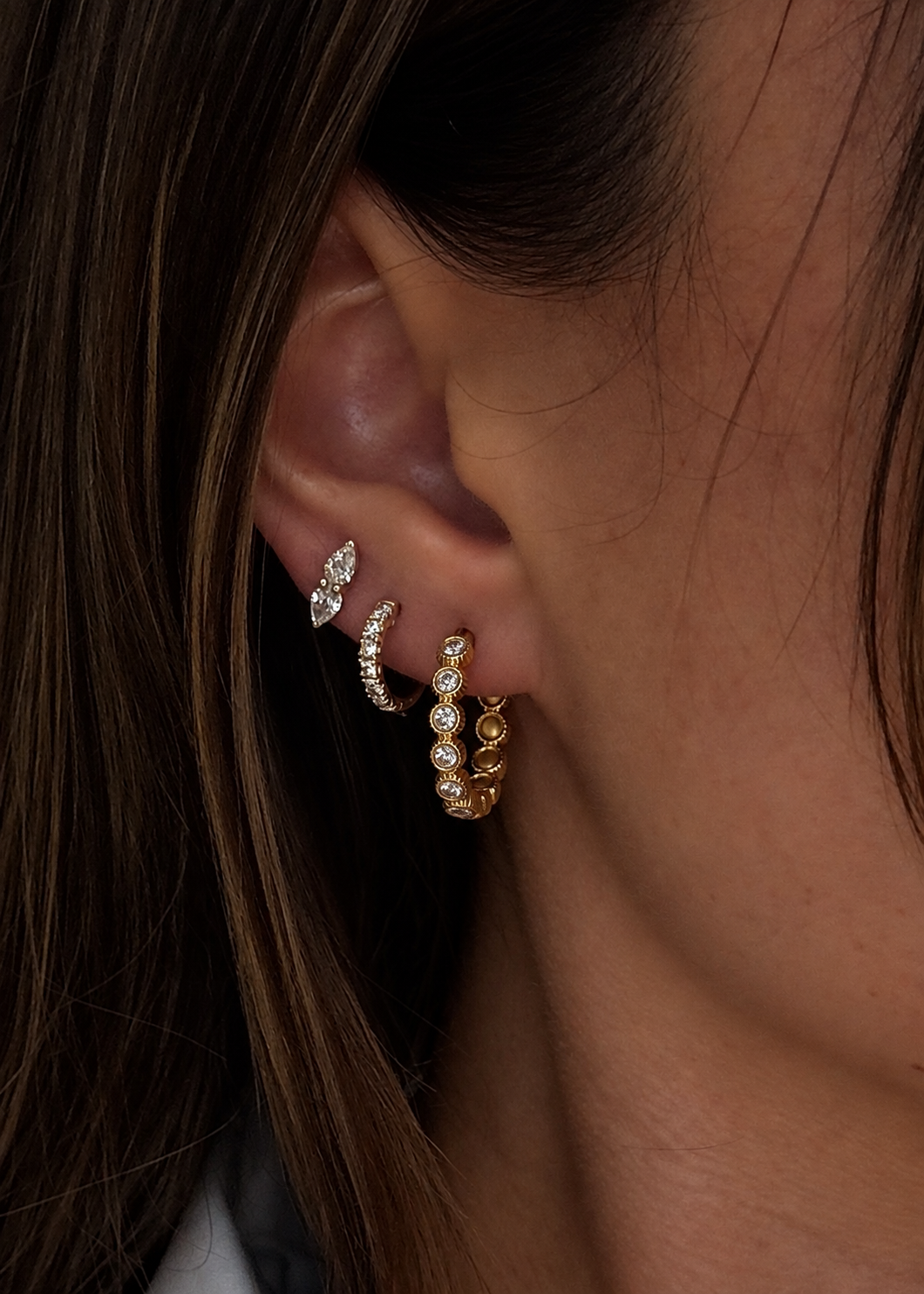 crystal statement hoops- stainless steel