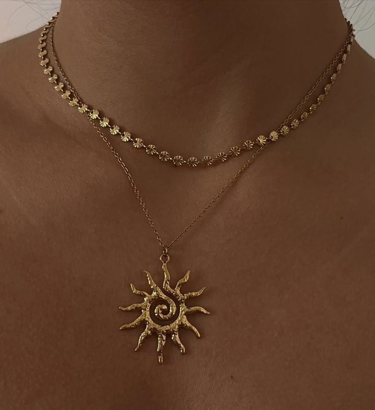 Statement Sun Necklace - Stainless Steel