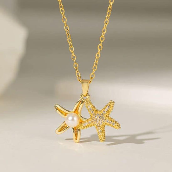 Starfish Pearl Necklace (Stainless Steel)