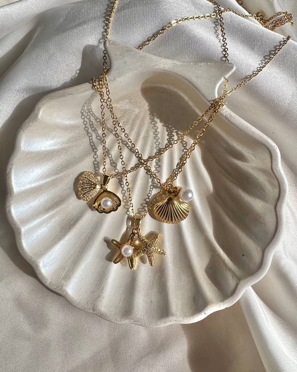 Starfish Pearl Necklace (Stainless Steel)