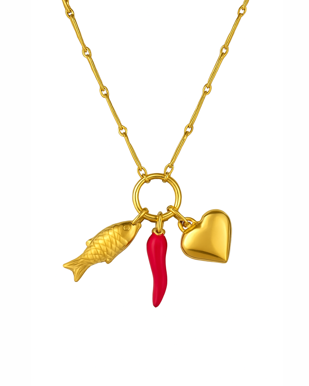 Red Chili Heart Necklace (Stainless Steel)