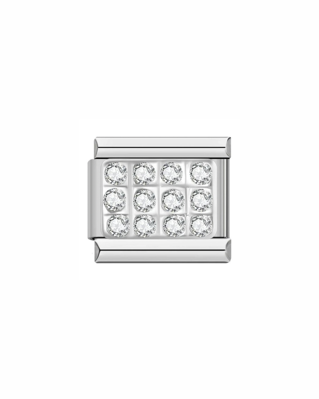 Crystal Stud- Silver Italian Charm