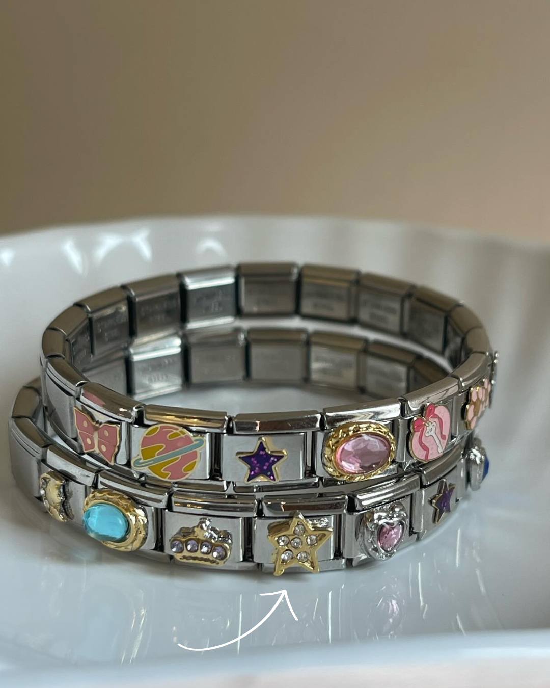 Crystal Star- Silver Italian Charm