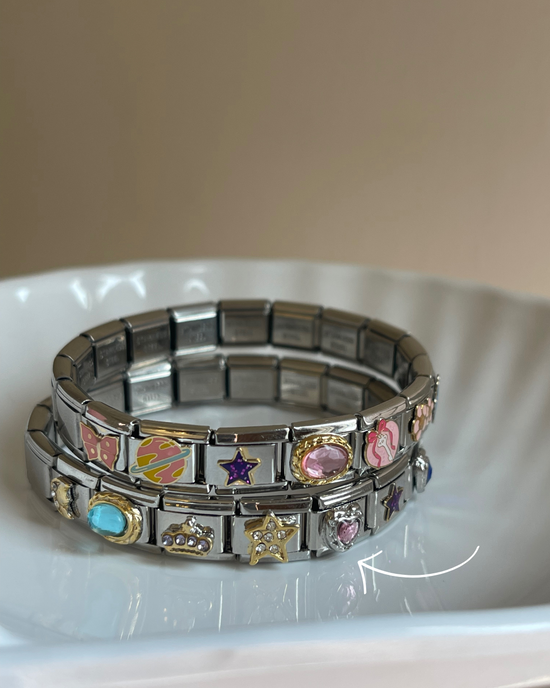 Pink Heart- Silver Italian Charm