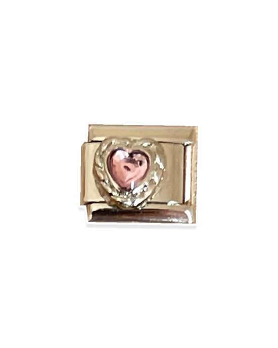 Pink Heart- Silver Italian Charm