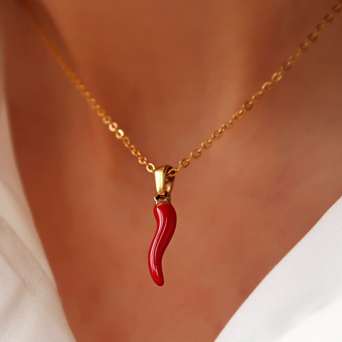 Red Chili Necklace- Stainless Steel