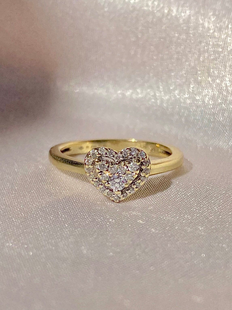 Crystal Heart Ring- Gold Plated