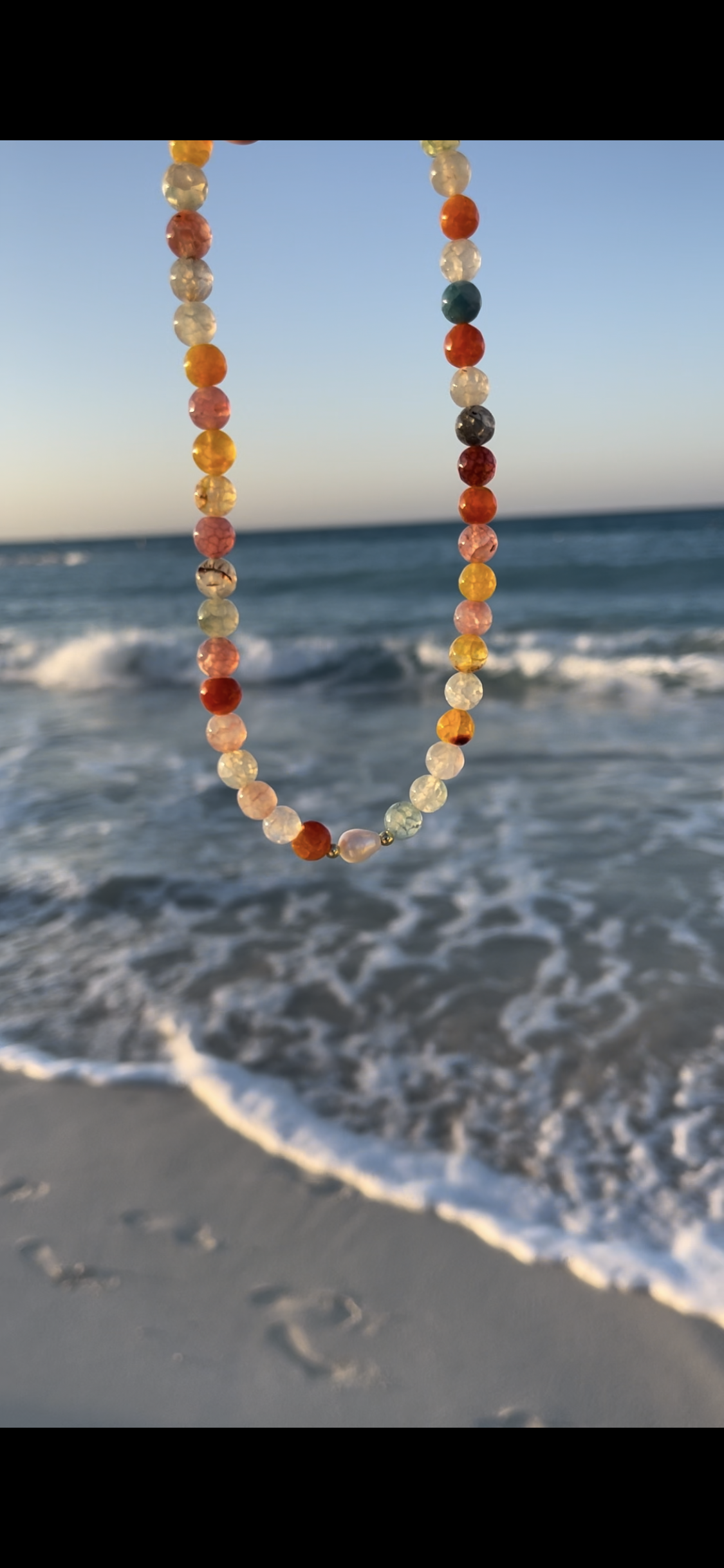 Sunset Necklace-Natural Stones/Gold Plated
