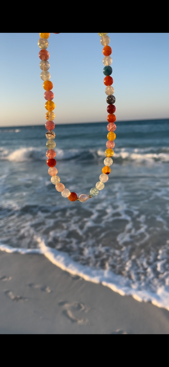 Sunset Necklace-Natural Stones/Gold Plated