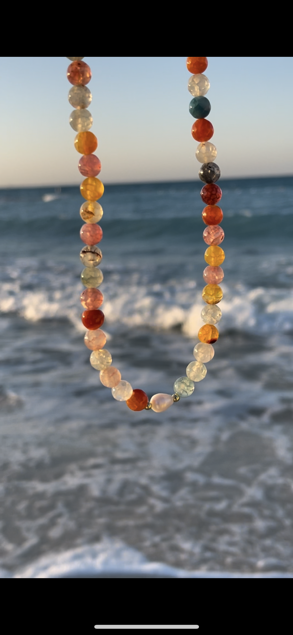 Sunset Necklace-Natural Stones/Gold Plated