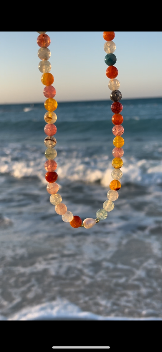 Sunset Necklace-Natural Stones/Gold Plated