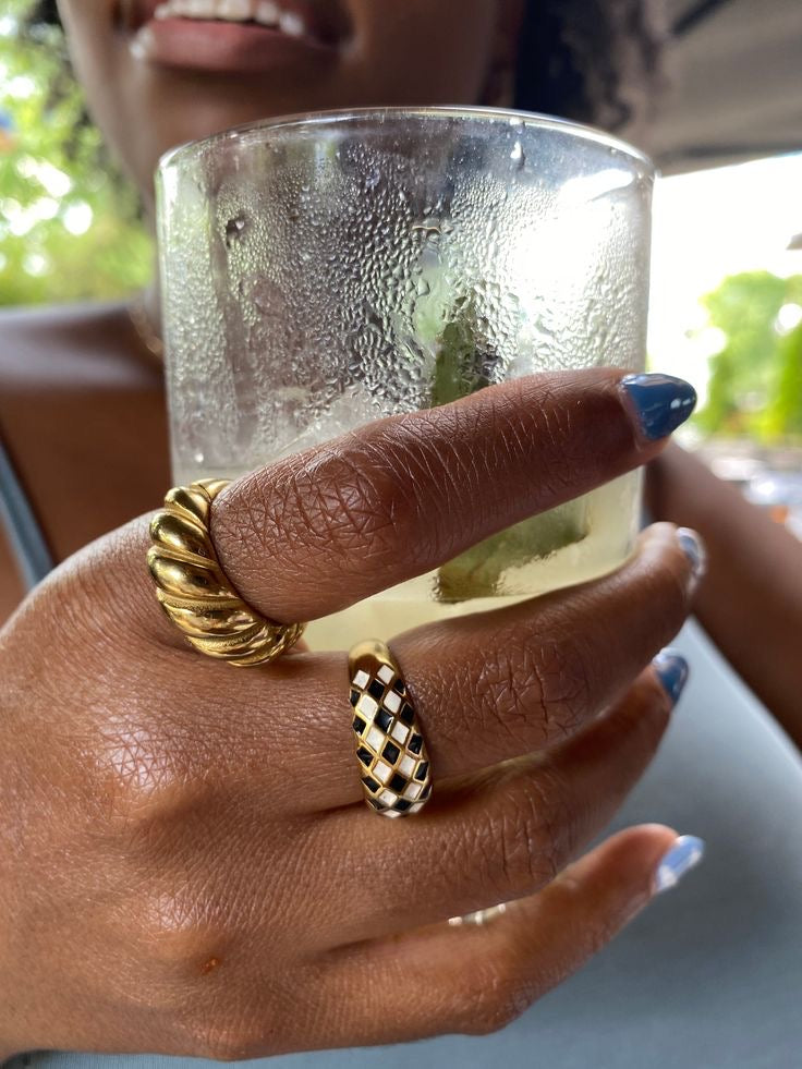 Croissont Chunky Gold Plated Ring -Twisted all Around