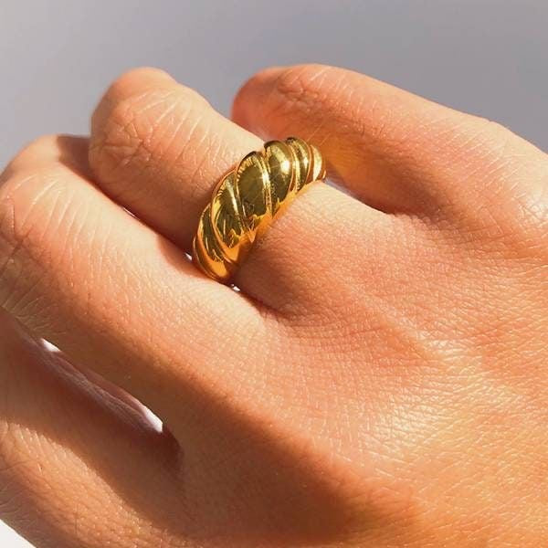 Croissont Chunky Gold Plated Ring -Twisted all Around